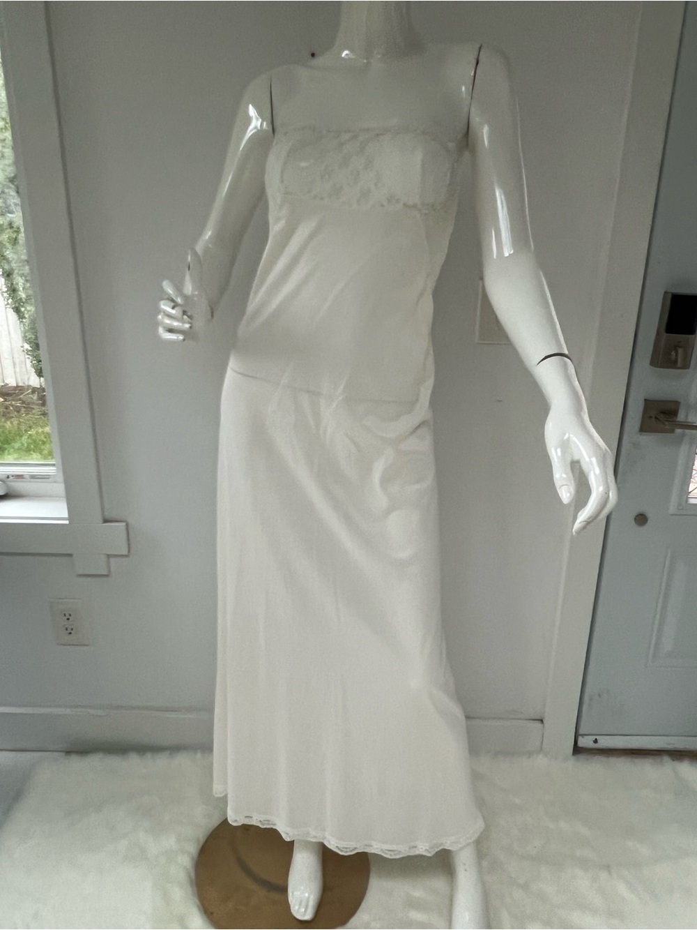 Vintage Elizabeth Ford White Lace-Trim Slip Dress - Women Small Vancouver B.C